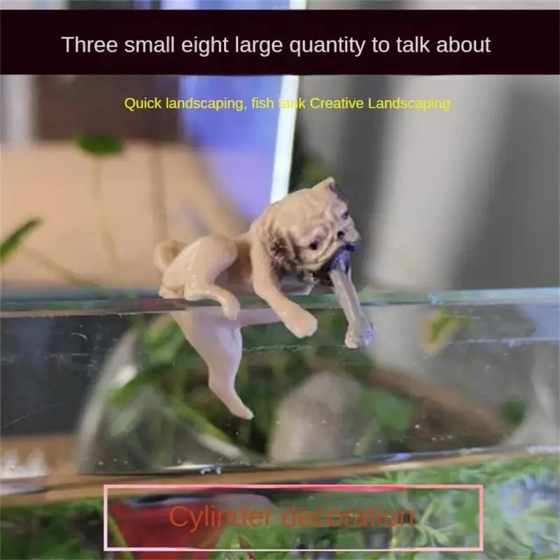 Mini Cartoon Hund Ornament Harz Figur DIY Handwerk Statue Für Aquarium Goldfischglas Aquarium Zubehör Hause Dekoration