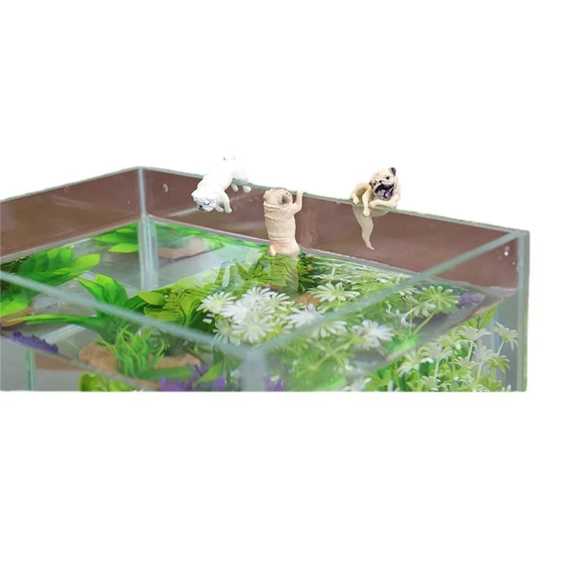Mini Cartoon Hund Ornament Harz Figur DIY Handwerk Statue Für Aquarium Goldfischglas Aquarium Zubehör Hause Dekoration