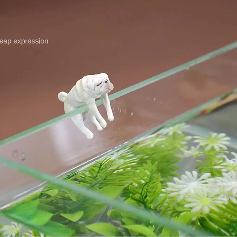 Mini Cartoon Hund Ornament Harz Figur DIY Handwerk Statue Für Aquarium Goldfischglas Aquarium Zubehör Hause Dekoration