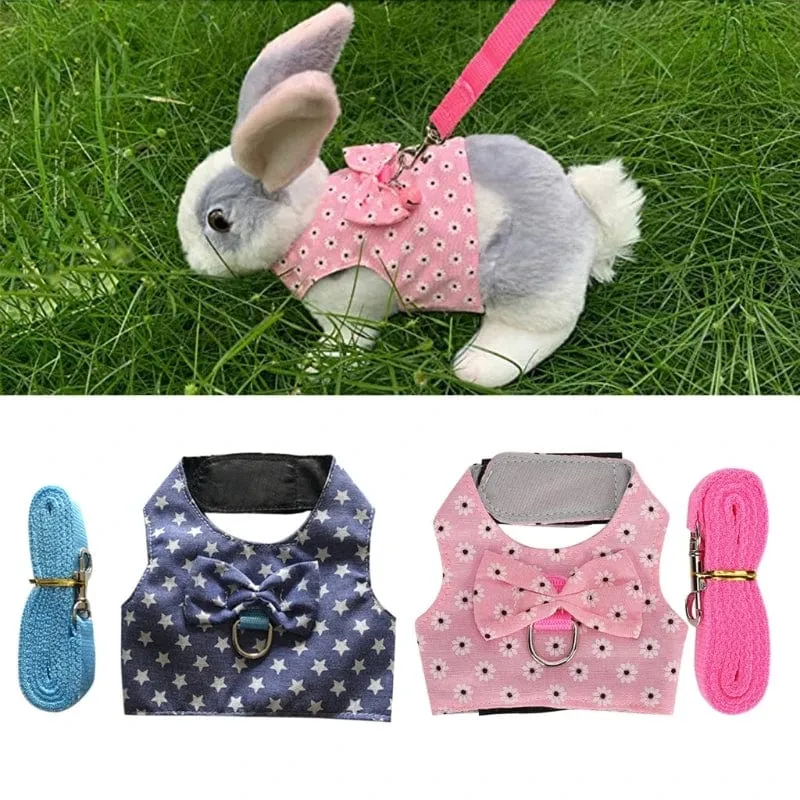 Hasengeschirr und Leine, Kaninchenweste für Meerschweinchen, Frettchen, Chinchilla, Hamster, Eichhörnchen, schönes Kostüm, 3 Größen und 2 Farben