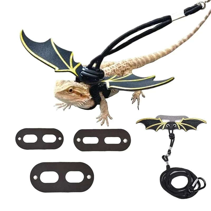 Verstellbare Leine für Bartagame, Geschirr-Set, Flügel, Kostüm, Kleidung, vom Baby bis zum Jugendlichen, Eidechse, Leguan, Gecko, Chamäleon
