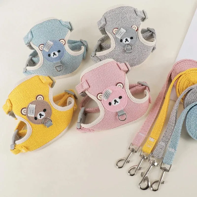 Niedliches Kaninchengeschirr-Leine-Set, Hasen-Haustierzubehör, kleine Transportbox, Teddybär, Katzenleine, Kaninchenhalsband, Kaninchenzubehör