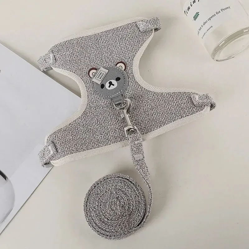 Niedliches Kaninchengeschirr-Leine-Set, Hasen-Haustierzubehör, kleine Transportbox, Teddybär, Katzenleine, Kaninchenhalsband, Kaninchenzubehör