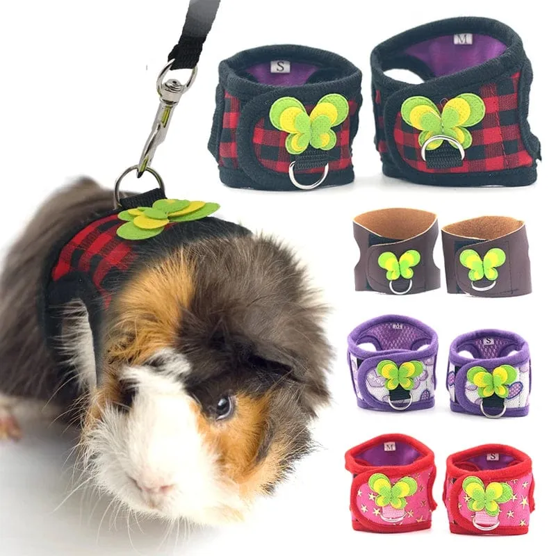 Zweibeiniger Brustgurt für kleine Haustiere, Zugseil, Leine, Kleidung für Chinchilla, niederländisches Meerschweinchen, atmungsaktives Denim-Korsett