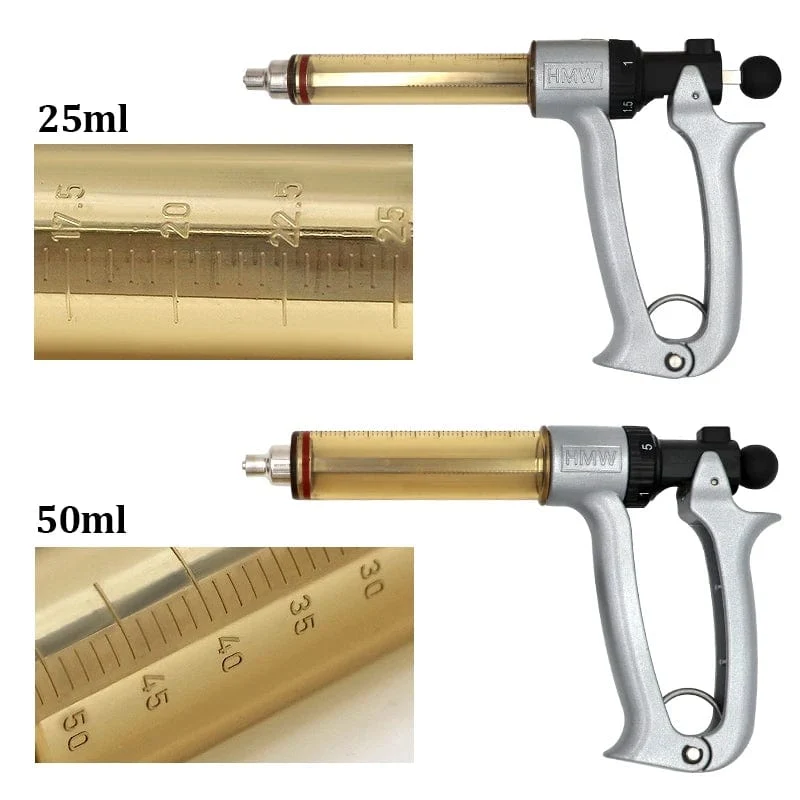 25/50 ml halbautomatische kontinuierliche Veterinärspritze, Tierinjektion, verstellbare Impfspritze für Nutztiere, Rinder, Schafe