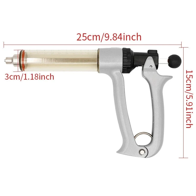 25/50 ml halbautomatische kontinuierliche Veterinärspritze, Tierinjektion, verstellbare Impfspritze für Nutztiere, Rinder, Schafe