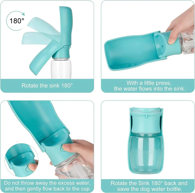 Hundewasserflasche – faltbarer Hundewasserspender für Spaziergänge im Freien, tragbare Haustier-Wasserflasche für Reisen, auslaufsicher, BPA-frei