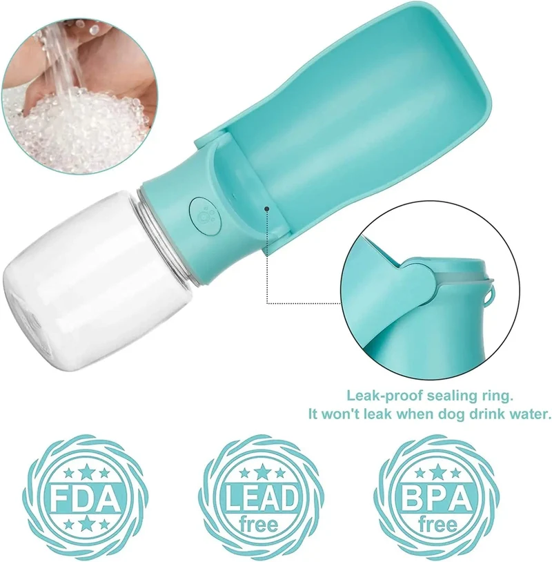 Hundewasserflasche – faltbarer Hundewasserspender für Spaziergänge im Freien, tragbare Haustier-Wasserflasche für Reisen, auslaufsicher, BPA-frei