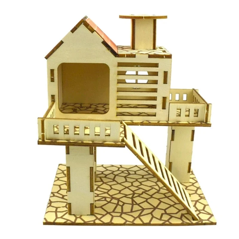 Hamster-Villa aus Holz, Kletterspielzeug, Versteck, Nistplatz für Chinchillas, Meerschweinchen, Kleintiere, 5 Stile