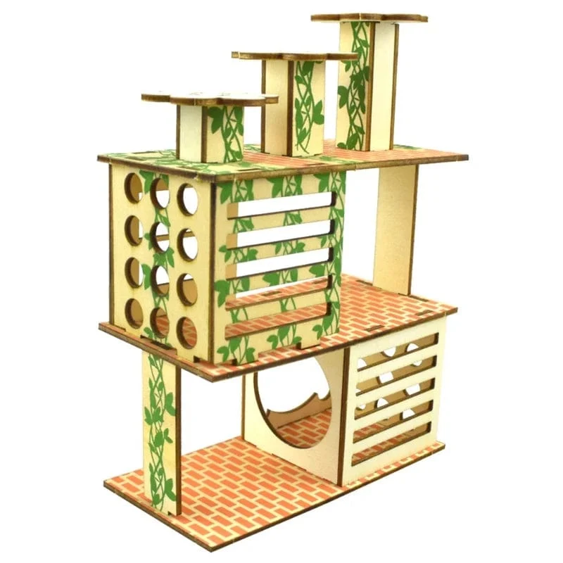Hamster-Villa aus Holz, Kletterspielzeug, Versteck, Nistplatz für Chinchillas, Meerschweinchen, Kleintiere, 5 Stile