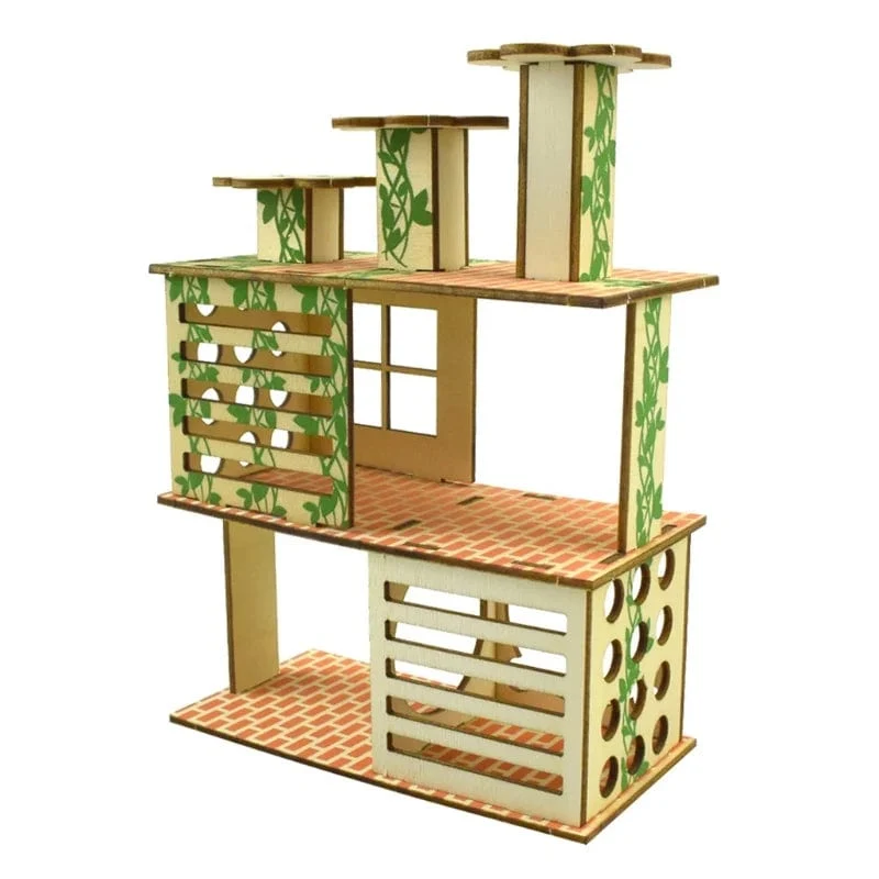 Hamster-Villa aus Holz, Kletterspielzeug, Versteck, Nistplatz für Chinchillas, Meerschweinchen, Kleintiere, 5 Stile