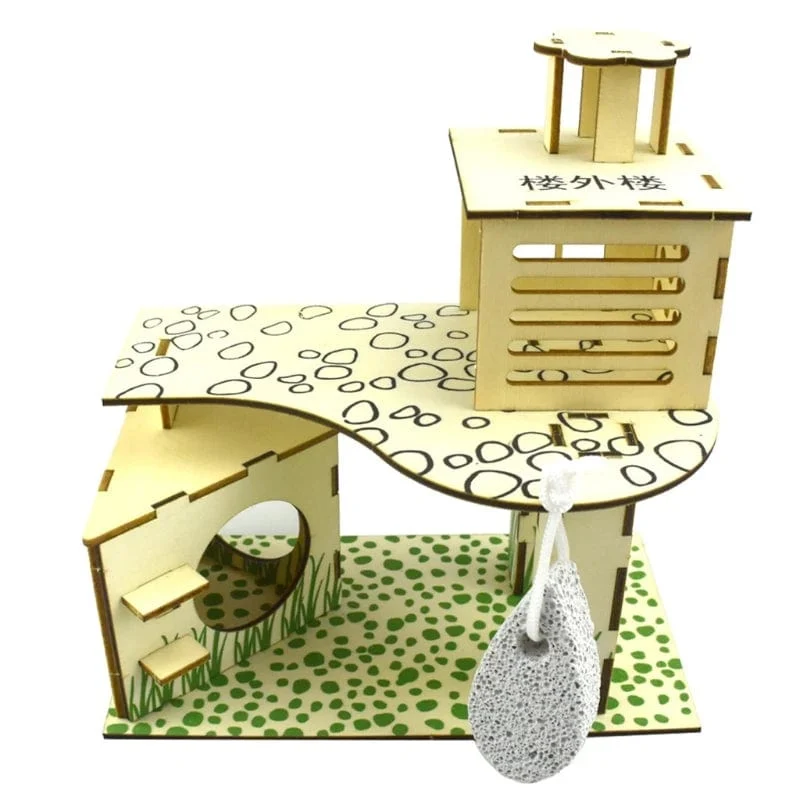 Hamster-Villa aus Holz, Kletterspielzeug, Versteck, Nistplatz für Chinchillas, Meerschweinchen, Kleintiere, 5 Stile