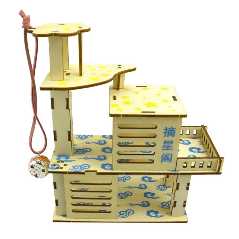 Hamster-Villa aus Holz, Kletterspielzeug, Versteck, Nistplatz für Chinchillas, Meerschweinchen, Kleintiere, 5 Stile
