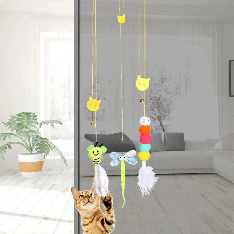 Haustier Katze Spielzeug Elastizität Versenkbare Hängende Tür Typ Interaktives Spielzeug für Kätzchen Maus Katzenminze Scratch Seil Spielzeug Pet Liefert Geschenk