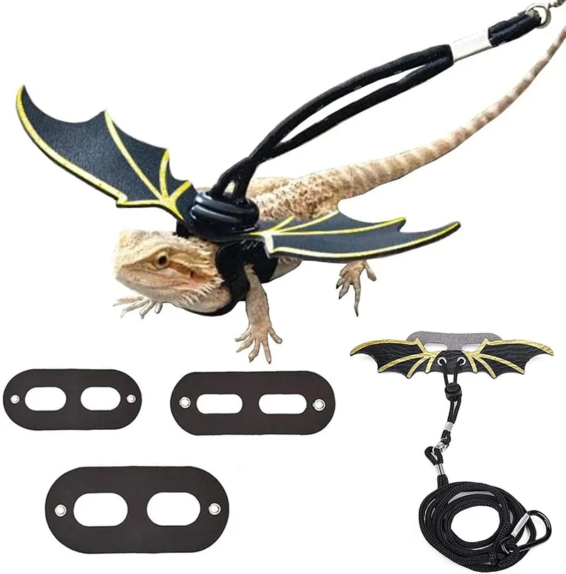 Verstellbare Leine für Bartagame, Geschirr-Set, Flügel, Kostüm, Kleidung, vom Baby bis zum Jugendlichen, Eidechse, Leguan, Gecko, Chamäleon