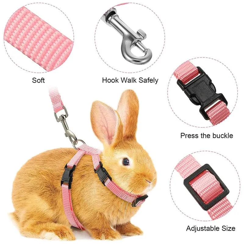 Niedriger Preis Kaninchen Katze Geschirr und Leine Set Einstellbare Nylon Geschirre für Bunny Kätzchen Haustier Im Freien Zu Fuß Liefert Zubehör