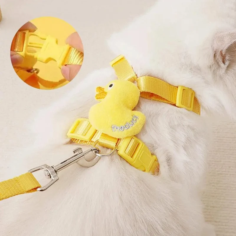Haustier Weste Weste mit Leine Cartoon gelbe Ente begehbare verstellbare Schnalle kleiner Hund Welpen Katze Geschirr Heimtierbedarf