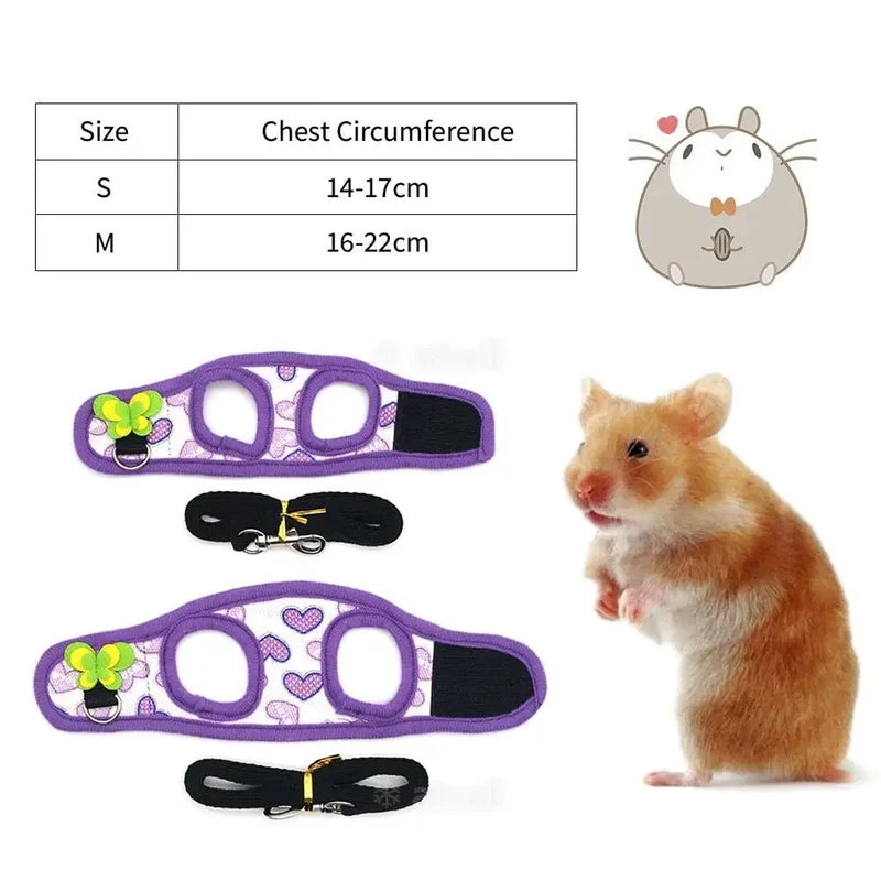 Verstellbares Meerschweinchen-Geschirr, Leine-Set, Outdoor-Traktionsseil für Hamster, Chinchilla, Mäuse, Ratten, Frettchen, Kaninchen, Tierzubehör