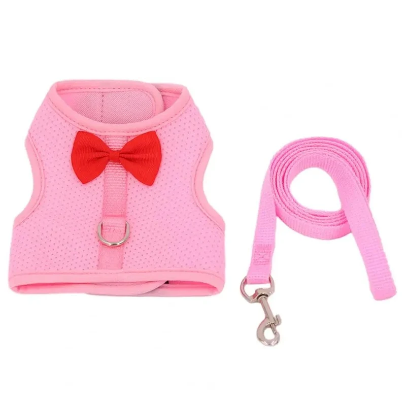 1 Set Haustier Kaninchen Geschirr Training Traktion Leine Stilvolle Bogen Dekoration Kleine Haustiere Kaninchen Traktion Geschirr für Outdoor Walking