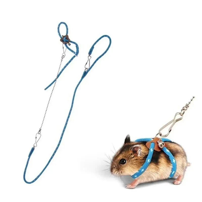 [Fertig vorrätig] Haustier-Traktionsseil, verstellbare, weiche Anti-Biss-Geschirrleine mit Glocke für Vogel, Papagei, Maus, Hamster, Ratte