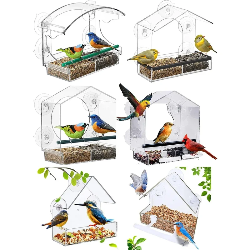Acryl-Klarglas-Fenster-Vogel-Hänge-Futterspender, Vogelhaus, Futterhäuschen, Tisch, Samen, Erdnuss-Saugnapf