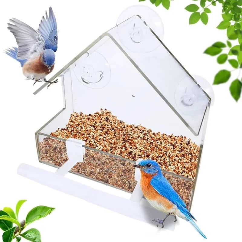 Acryl-Klarglas-Fenster-Vogel-Hänge-Futterspender, Vogelhaus, Futterhäuschen, Tisch, Samen, Erdnuss-Saugnapf