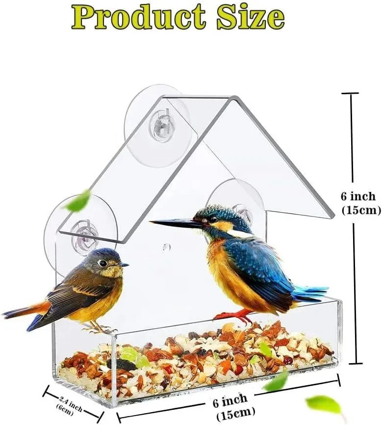 Acryl-Klarglas-Fenster-Vogel-Hänge-Futterspender, Vogelhaus, Futterhäuschen, Tisch, Samen, Erdnuss-Saugnapf