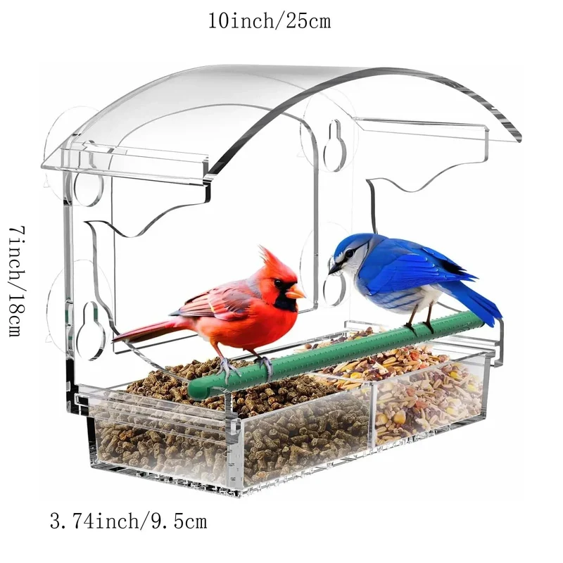 Acryl-Klarglas-Fenster-Vogel-Hänge-Futterspender, Vogelhaus, Futterhäuschen, Tisch, Samen, Erdnuss-Saugnapf