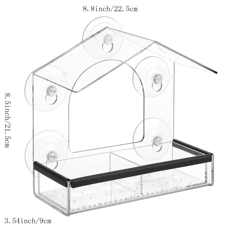 Acryl-Klarglas-Fenster-Vogel-Hänge-Futterspender, Vogelhaus, Futterhäuschen, Tisch, Samen, Erdnuss-Saugnapf
