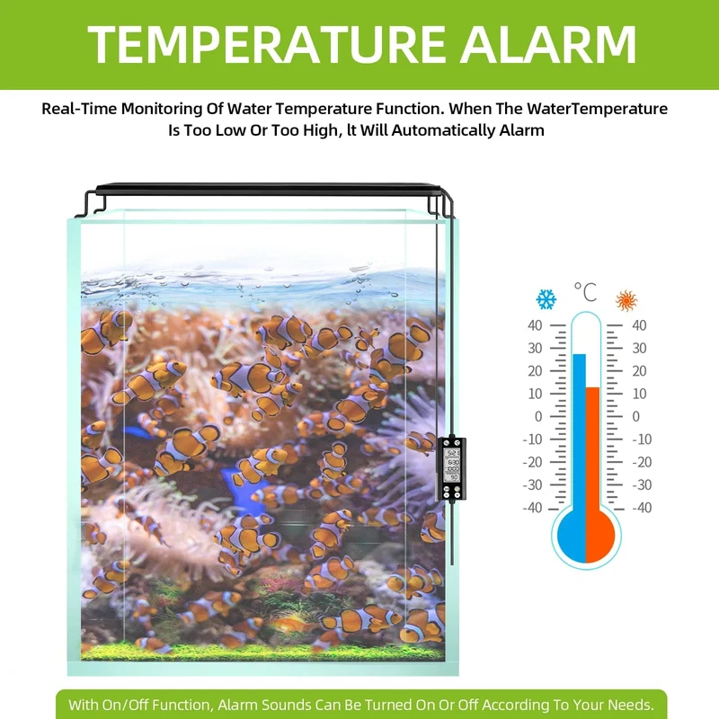 Programmierbare Aquariumbeleuchtung für Aquarien mit LCD-Monitor und Thermometer für Wasserpflanzen, Speicherfunktion, 24/7-Zyklus-LED-Lampe