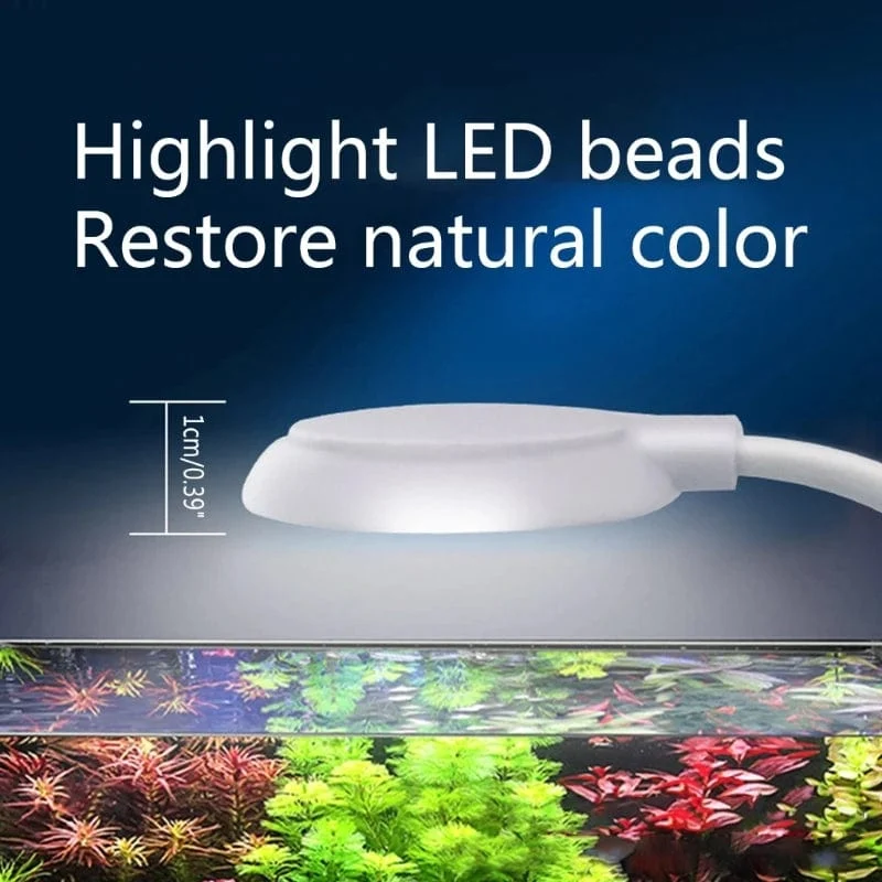 Aquarien Clip-on-Lichtklemme, Aquariumbeleuchtung, LED-Perlen, weiße und blaue Lichter, 360-Grad-Drehung, 5 W, USB-Stecker