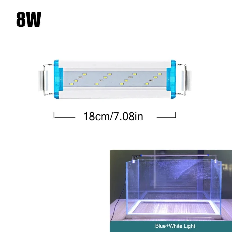 Superschlanke LED-Aquariumbeleuchtung, Wasserpflanzenlicht, 18–75 cm, ausziehbare, wasserdichte Clip-on-Lampe für Aquarien