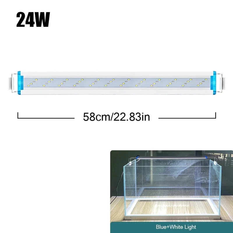 Superschlanke LED-Aquariumbeleuchtung, Wasserpflanzenlicht, 18–75 cm, ausziehbare, wasserdichte Clip-on-Lampe für Aquarien