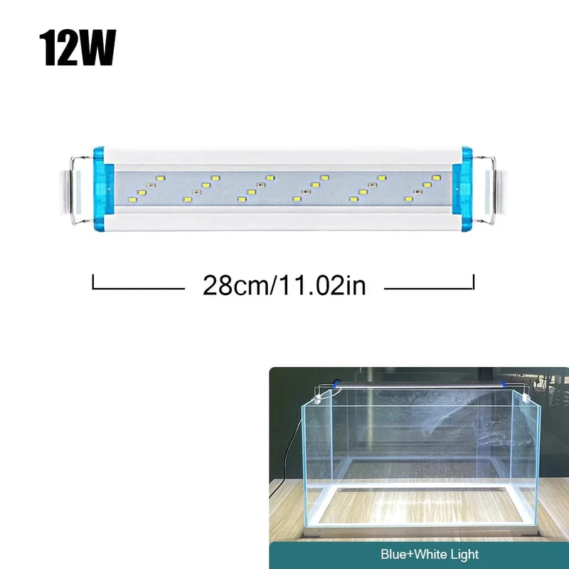 Superschlanke LED-Aquariumbeleuchtung, Wasserpflanzenlicht, 18–75 cm, ausziehbare, wasserdichte Clip-on-Lampe für Aquarien