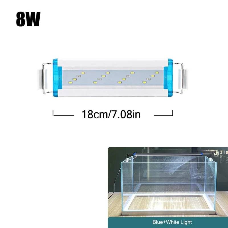 Superschlanke LED-Aquariumbeleuchtung, Wasserpflanzenlicht, 18–75 cm, ausziehbare, wasserdichte Clip-on-Lampe für Aquarien