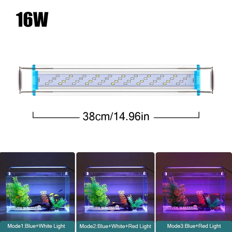Superschlanke LED-Aquariumbeleuchtung, Wasserpflanzenlicht, 18–75 cm, ausziehbare, wasserdichte Clip-on-Lampe für Aquarien