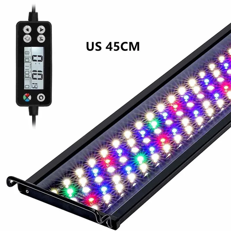 Fullgain 24/7 LCD-Aquariumlicht, volles Spektrum, wasserdicht, aus Aluminiumlegierung, ausziehbare Aqua-LED-Stabbeleuchtung für Pflanzenwachstum