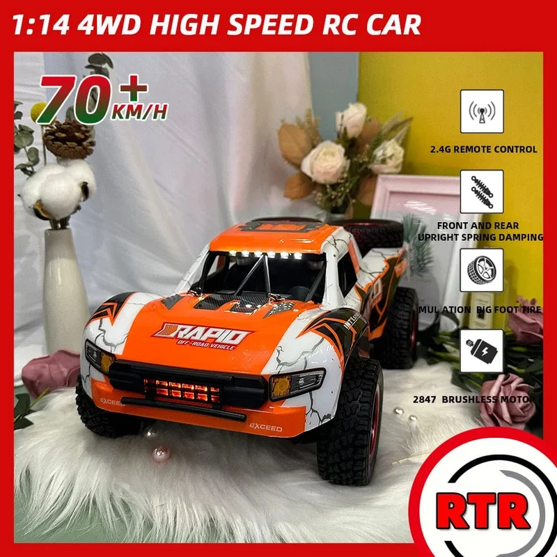 Q130 1:14 70 km/h 4WD RC Auto mit leichtem bürstenlosem Motor ferngesteuerte Autos Hochgeschwindigkeits-Drift-Monster-Truck-Spielzeug für Erwachsene Kinder