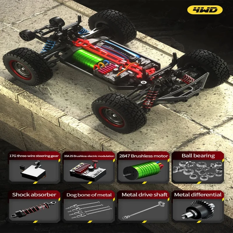 Q130 1:14 70 km/h 4WD RC Auto mit leichtem bürstenlosem Motor ferngesteuerte Autos Hochgeschwindigkeits-Drift-Monster-Truck-Spielzeug für Erwachsene Kinder
