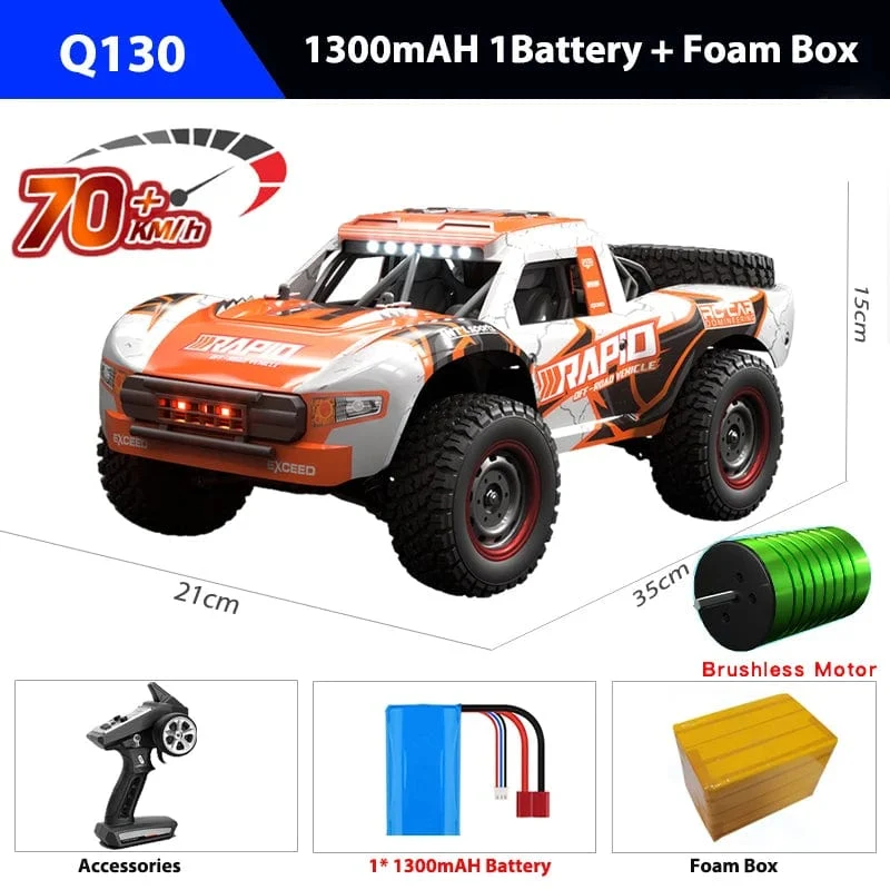 Q130 1:14 70 km/h 4WD RC Auto mit leichtem bürstenlosem Motor ferngesteuerte Autos Hochgeschwindigkeits-Drift-Monster-Truck-Spielzeug für Erwachsene Kinder