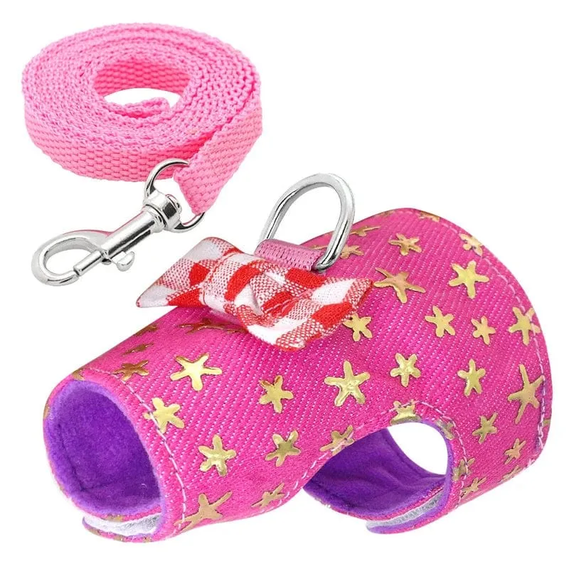 Hamster-Kaninchen-Geschirr-Leine-Set für Frettchen, Meerschweinchen, Hasen, Hamster, Welpen, Schleife, Brustgurt, Geschirr, Weste, kleine Heimtierbedarf