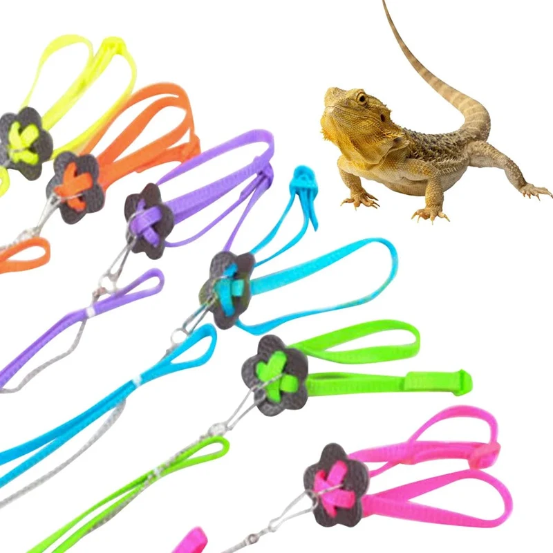 Verstellbares Reptilien-Eidechsengeschirr, Leine, Training, Gehseil, Haustierleine, Anti-Biss-Geschirr, Leine, Haustierhalsband, Brustgurt, Eidechse