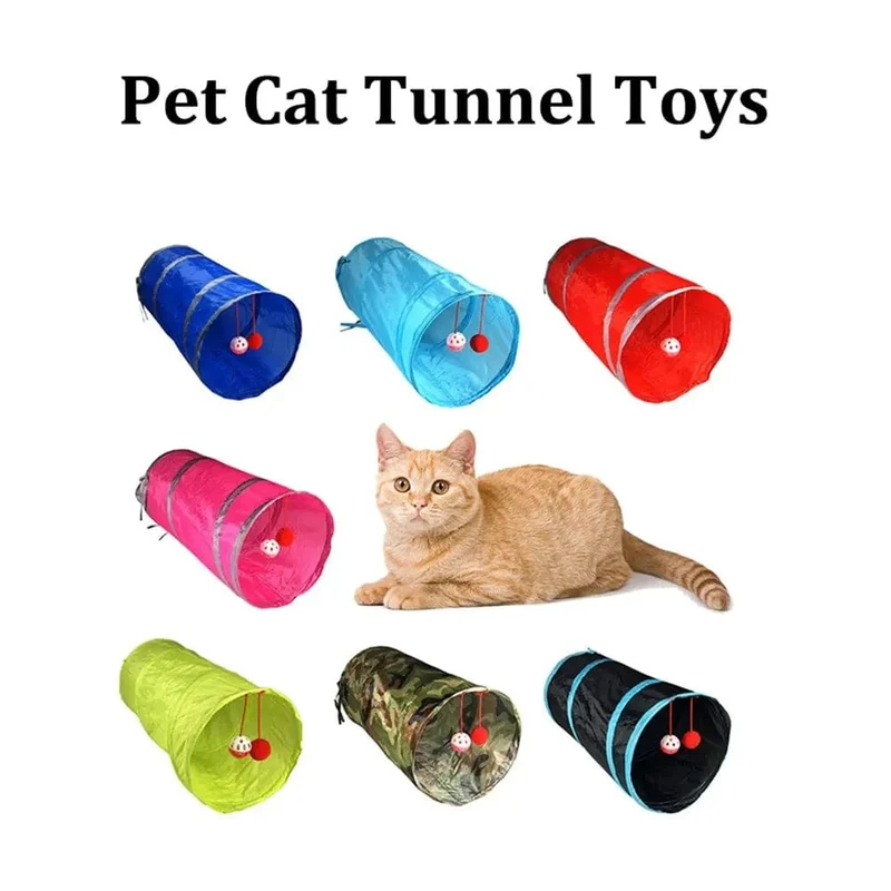 1PC Zwei-Wege-Versenkbares Katzentunnelspielzeug Katze Interaktives Selbst-Hi-Ring-Papier Faltbare Glocke Einzelschicht (zufällige Farbe)