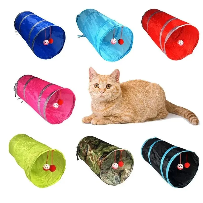 1PC Zwei-Wege-Versenkbares Katzentunnelspielzeug Katze Interaktives Selbst-Hi-Ring-Papier Faltbare Glocke Einzelschicht (zufällige Farbe)