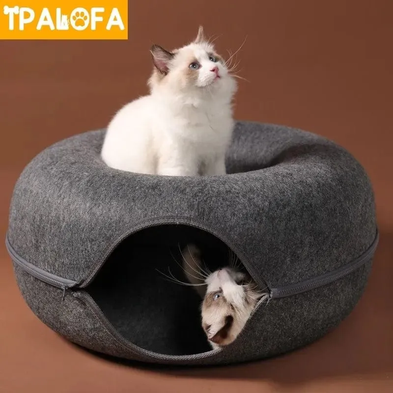 Filz-Haustier-Katzenhaus, Katzentunnel, Bett, Katzen, interaktives Spielzeug, lustiges Kätzchen, große Katze, Trainingsspielzeug, abnehmbare Haustierprodukte, Katzenvilla