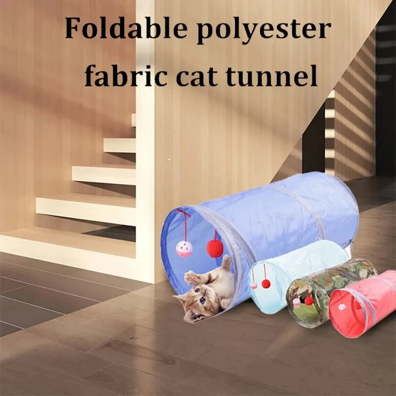1PC Zwei-Wege-Versenkbares Katzentunnelspielzeug Katze Interaktives Selbst-Hi-Ring-Papier Faltbare Glocke Einzelschicht (zufällige Farbe)