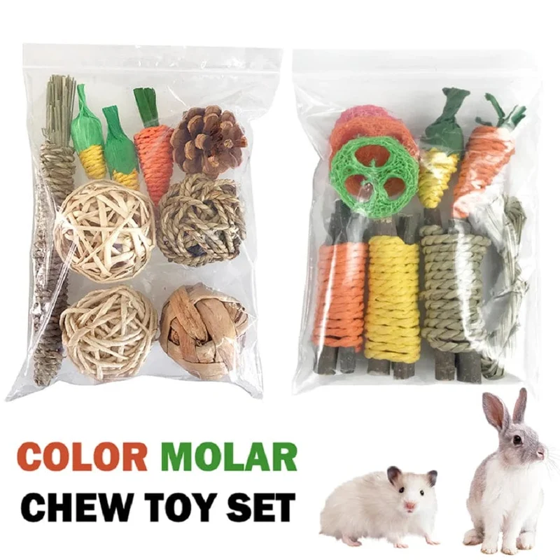 Haustier-Kaninchen, Meerschweinchen, Drache, Katze, lustiges Spielzeug, Hamster, Kaninchen, Kaninchen, Zahnschleif-Set, Haustier-Zahnschleif-Snacks