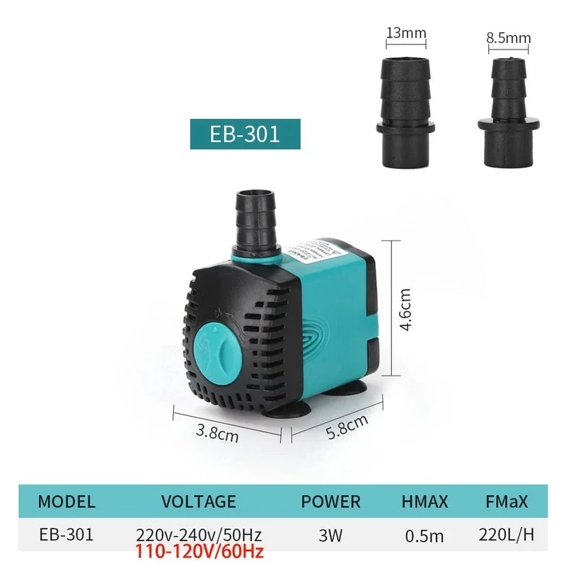3-60W Ultra-leise Tauchwasserpumpe Brunnen Fischteich Aquarium Wasserpumpe Filter Fisch Tank Springbrunnen Pumpe 220V-240V/110V