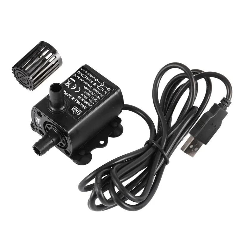 Decdeal Ultra-leise bürstenlose Mini-DC/USB-Wasserpumpe 5/12 V 5-10 W 250-400 l/h Hub 300 cm Tauchbrunnen Aquarium Umwälzpumpe