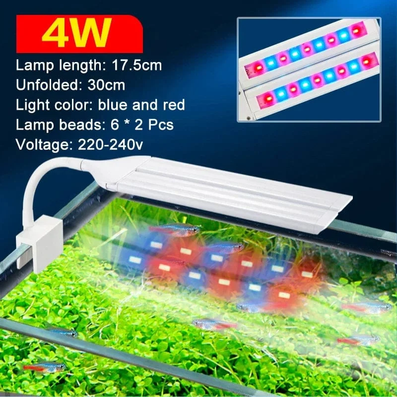 Superhelle Clip-Lampe, LED-Aquarium-Licht für Wasserpflanzen, Aquarium, Vollspektrum-Timing-Lampe, 220–240 V, 30–70 cm, 4 W, 8 W, 13 W